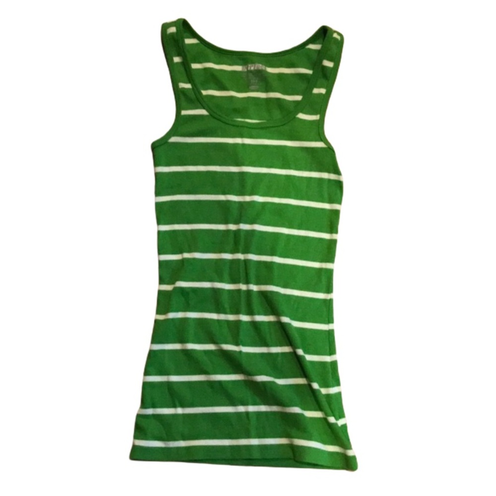 Green and White Striped Tank Top